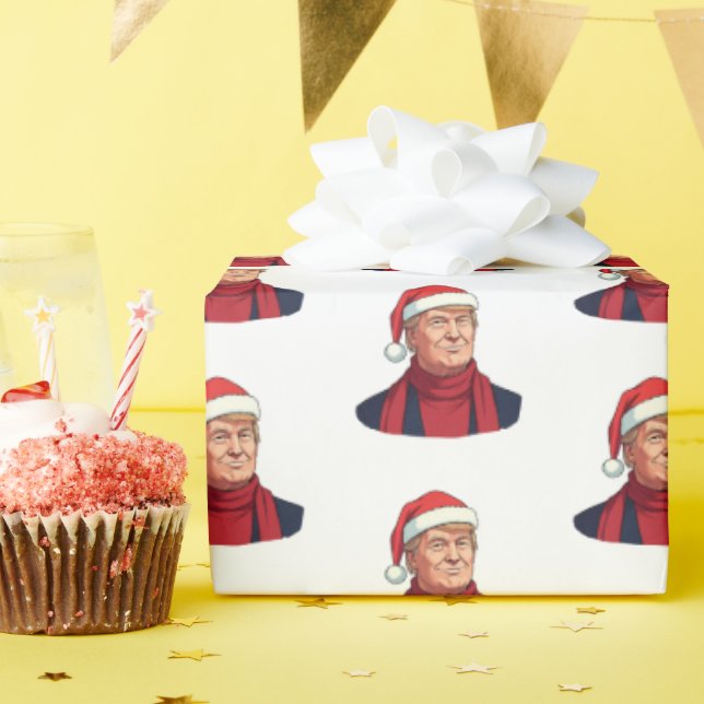 Donald Trump With Santa Claus Hat Merry Christmas Wrapping Paper (Birthday Party)