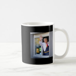 Donald Trump Works The Fry Station And Holds A Dri Coffee Mug