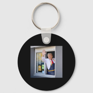 Donald Trump Works The Fry Station And Holds A Dri Keychain