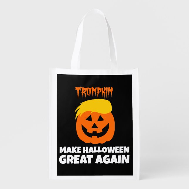 Donald Trumpkin Make Halloween Great Again Reusable Grocery Bag (Front)