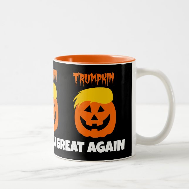 Donald Trumpkin Make Halloween Great Again Two-Tone Coffee Mug (Right)