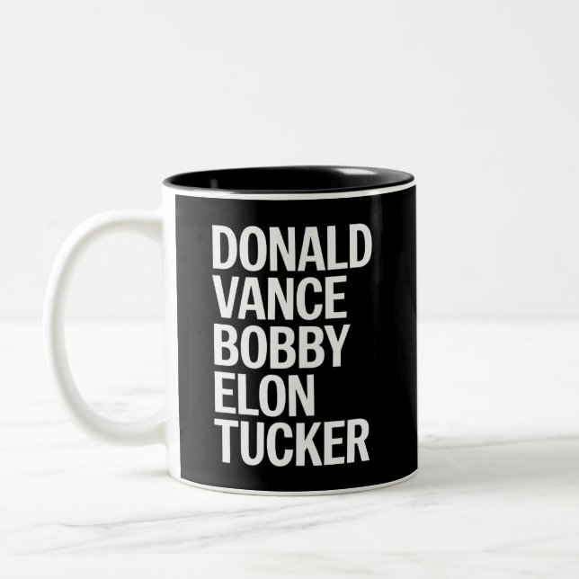 Donald Vance Bobby Elon & Tucker  Two-Tone Coffee Mug (Left)