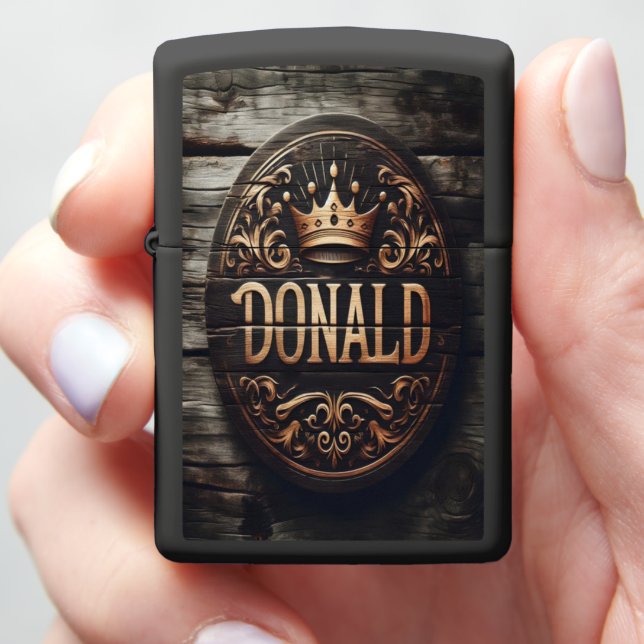 Donald's Royal Wood Carving Zippo Lighter (In Hand)