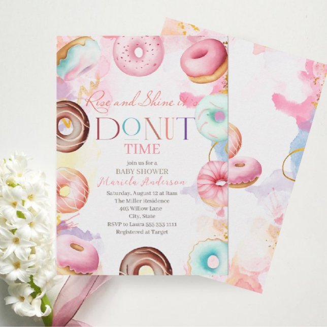 Donat time watercolor Baby Shower Invitation (Creator Uploaded)