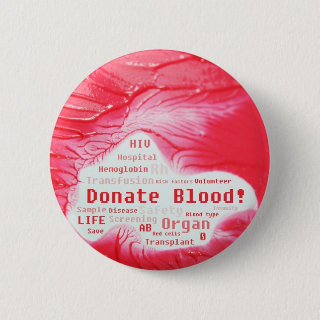 Donate blood concept design pinback button (Front)