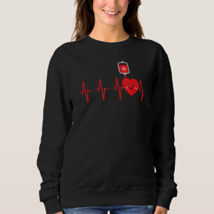 Donate Blood Heartbeat Donate Life Outfit Blood D Sweatshirt