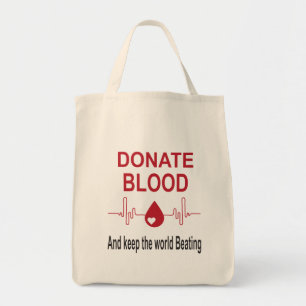 Donate Blood Keep world Beating- blood donation Tote Bag