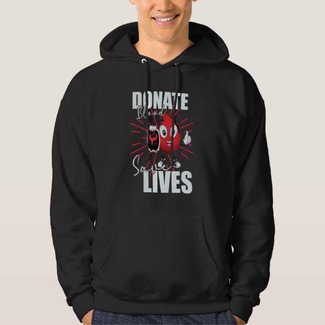 Donate Blood Save Lives  Life Saver Dispenser Bloo Hoodie (Front)