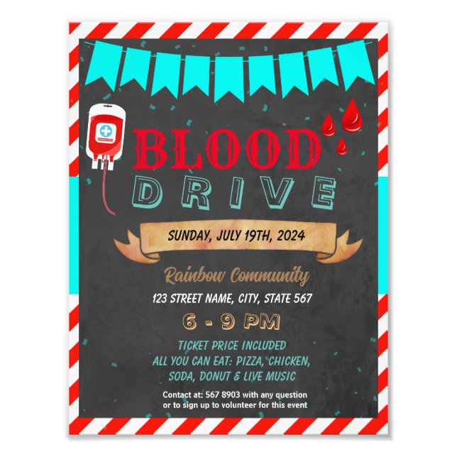 Donate blood school event template photo print (Front)