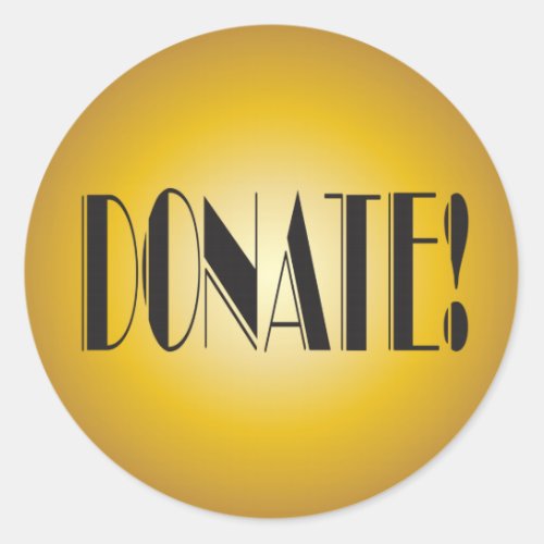 Donate fundraiser elegant gold classic round sticker