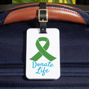 Donate Life Blue & Green Customizable Luggage Tag