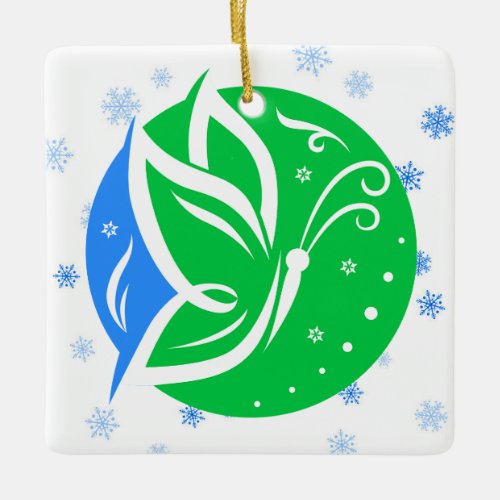 Donate Life Blue Green Transplant Christmas Ceramic Ornament