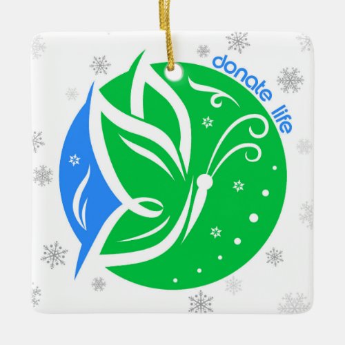 Donate Life Butterfly Donor Awareness Christmas Ceramic Ornament