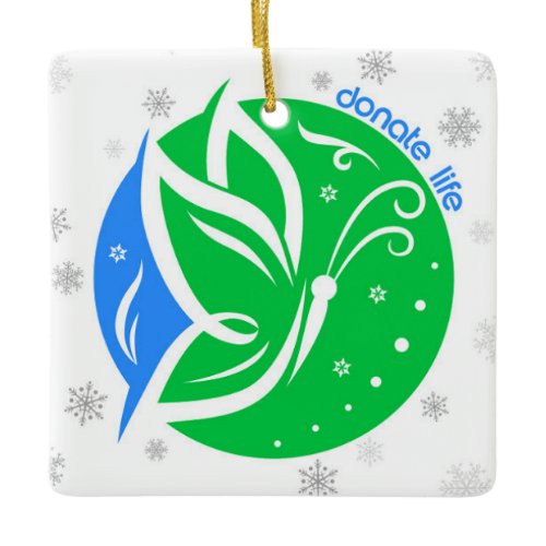 Donate Life Butterfly Donor Awareness Christmas Ceramic Ornament
