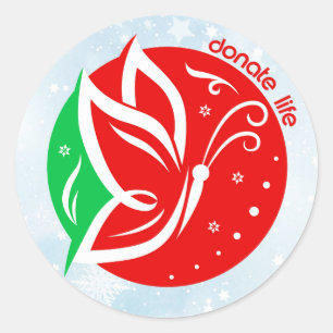 Donate Life Butterfly Donor Awareness Christmas Classic Round Sticker
