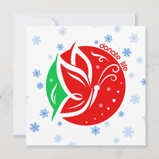 Donate Life Butterfly Donor Awareness Christmas Holiday Card (Front)