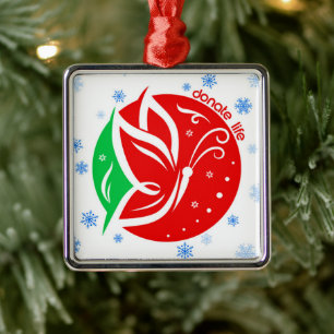 Donate Life Butterfly Donor Awareness Christmas Metal Ornament