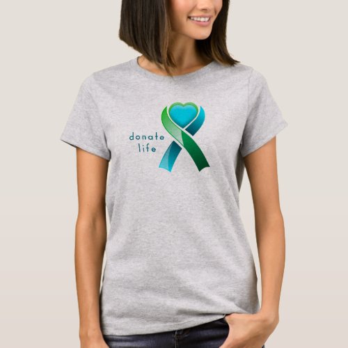 Donate Life Donor Awareness Heart Ribbon T_Shirt