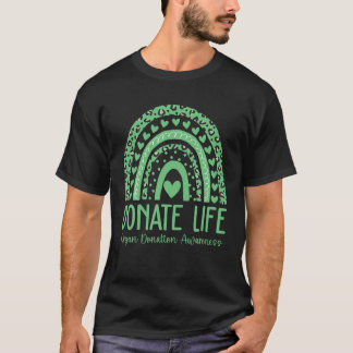 Donate Life Organ Donation Awareness Leopard Rainb T-Shirt