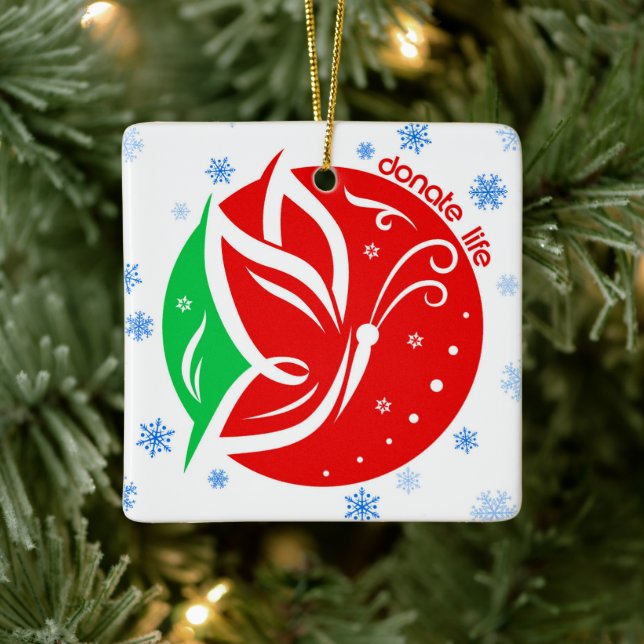 Donate Life Transplant Recipient Christmas Ceramic Ornament (Tree)