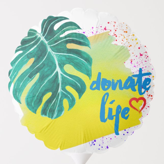 Donate Life Tropical Watercolor Balloon (Back)