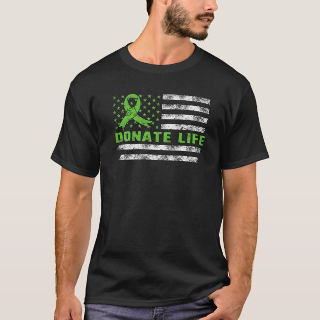 Donate Lifes USA American Flag Transplant T T-Shirt (Front)