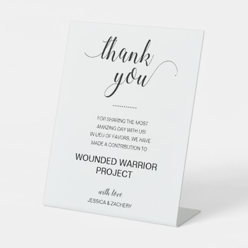 Donate To Charity In Lieu Of Favors Wedding Pedestal Sign