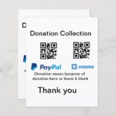 Donation Collection tip jar add your q r name caus (Front/Back)