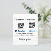 Donation Collection tip jar add your q r name caus (Standing Front)