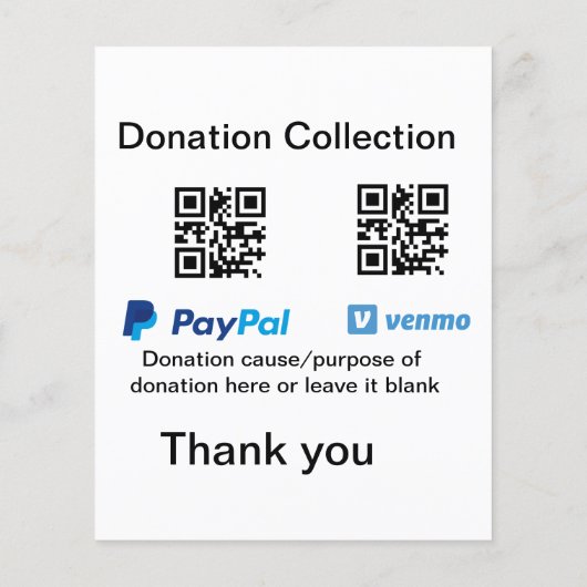 Donation Collection tip jar add your q r name caus (Back)