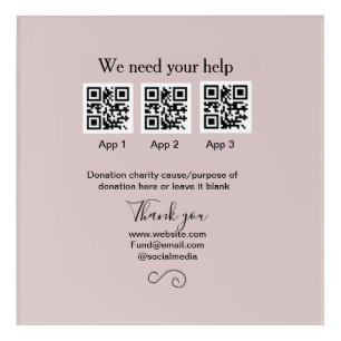 Donation Collection tip jar add your q r name caus Acrylic Print