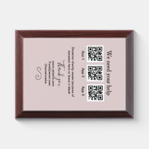 Donation Collection tip jar add your q r name caus Award Plaque