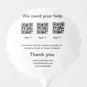 Donation Collection tip jar add your q r name caus Balloon