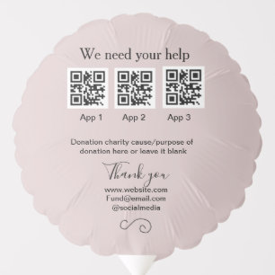 Donation Collection tip jar add your q r name caus Balloon