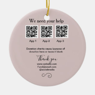 Donation Collection tip jar add your q r name caus Ceramic Ornament