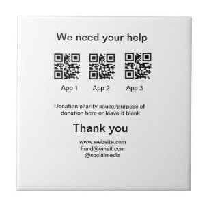Donation Collection tip jar add your q r name caus Ceramic Tile