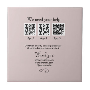 Donation Collection tip jar add your q r name caus Ceramic Tile