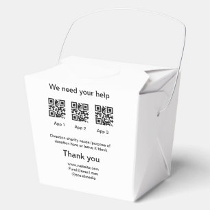 Donation Collection tip jar add your q r name caus Favor Boxes