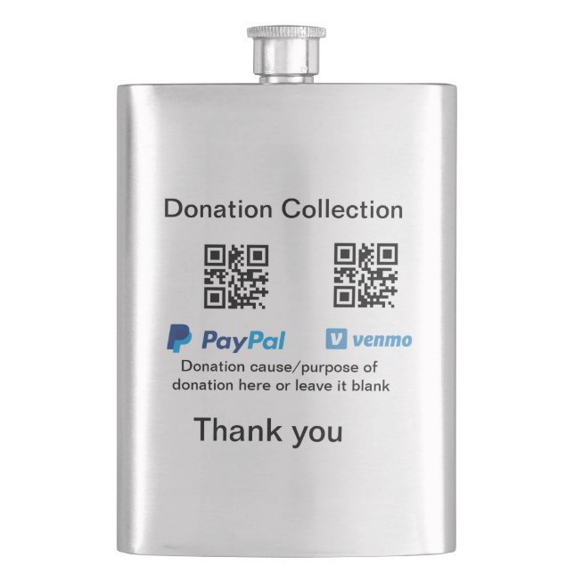 Donation Collection tip jar add your q r name caus Flask (Front)
