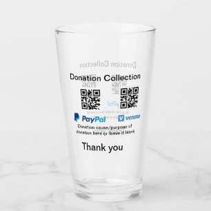 Donation Collection tip jar add your q r name caus Glass