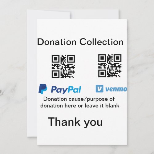 Donation Collection tip jar add your q r name caus Holiday Card