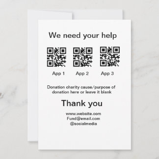 Donation Collection tip jar add your q r name caus Holiday Card