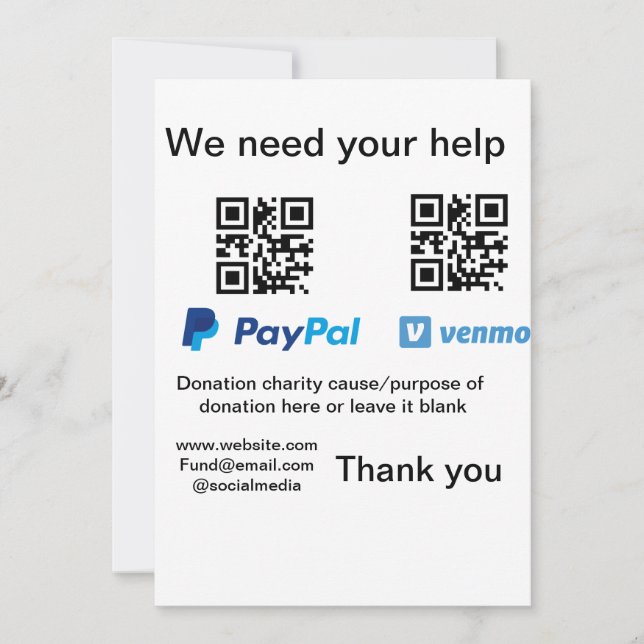 Donation Collection tip jar add your q r name caus Holiday Card (Front)