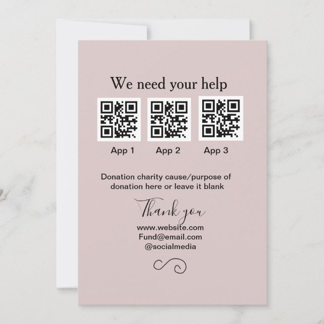 Donation Collection tip jar add your q r name caus Invitation (Front)