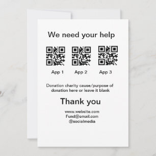 Donation Collection tip jar add your q r name caus Invitation