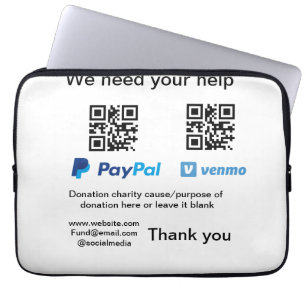 Donation Collection tip jar add your q r name caus Laptop Sleeve
