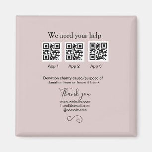 Donation Collection tip jar add your q r name caus Magnet