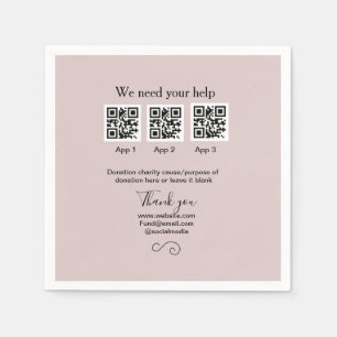 Donation Collection tip jar add your q r name caus Napkins