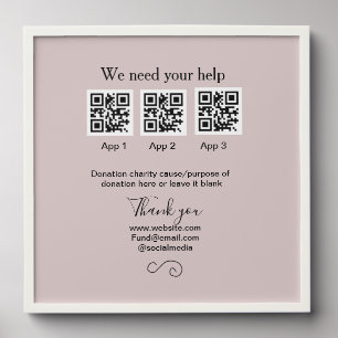 Donation Collection tip jar add your q r name caus Peel And Stick Photo Tile