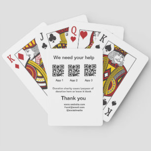 Donation Collection tip jar add your q r name caus Poker Cards